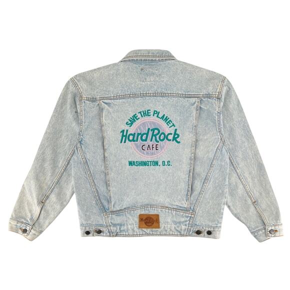 Hard Rock Cafe Jackets & Blazers - 90s Hard Rock Cafe Save the Planet Washington DC acid washed denim Jean jacket